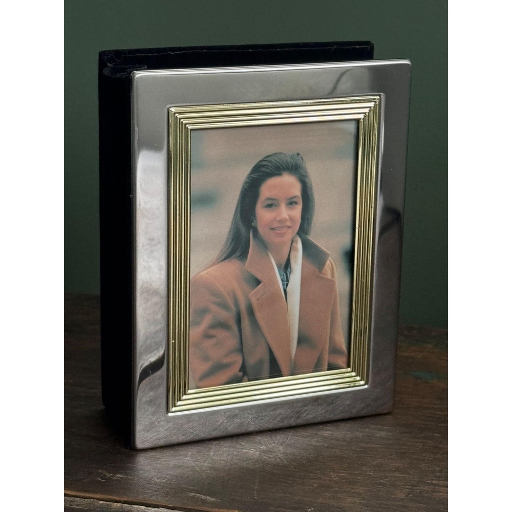 Vintage Burnes of Boston Photo Frameand Slip‎ in Photo Album Silver & Gold